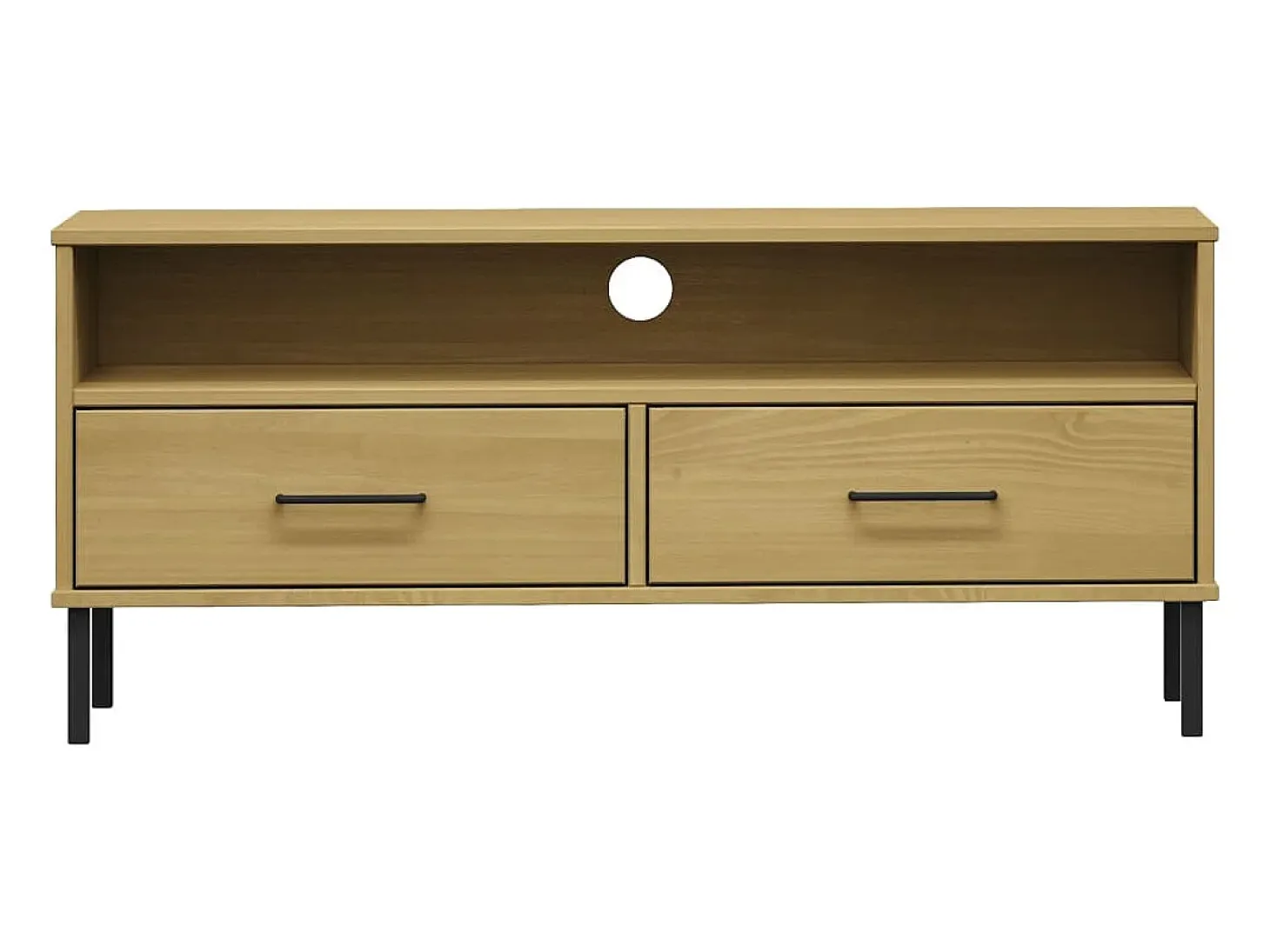 Mueble de TV con patas de metal OSLO madera maciza pino marrón