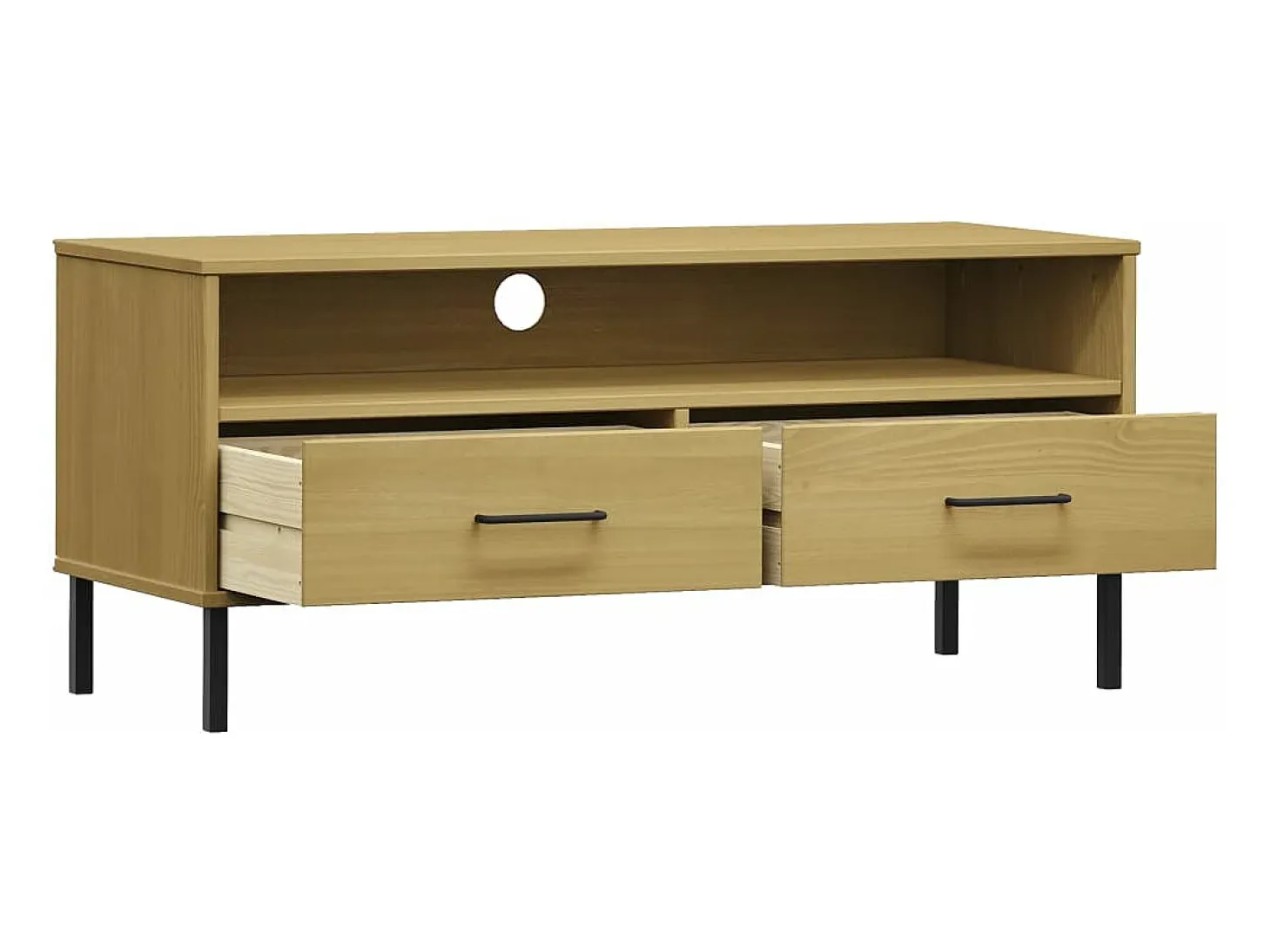 Mueble de TV con patas de metal OSLO madera maciza pino marrón