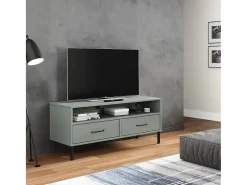 Mueble de TV con patas de metal OSLO madera maciza pino gris