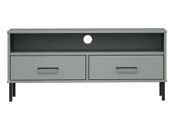 Mueble de TV con patas de metal OSLO madera maciza pino gris