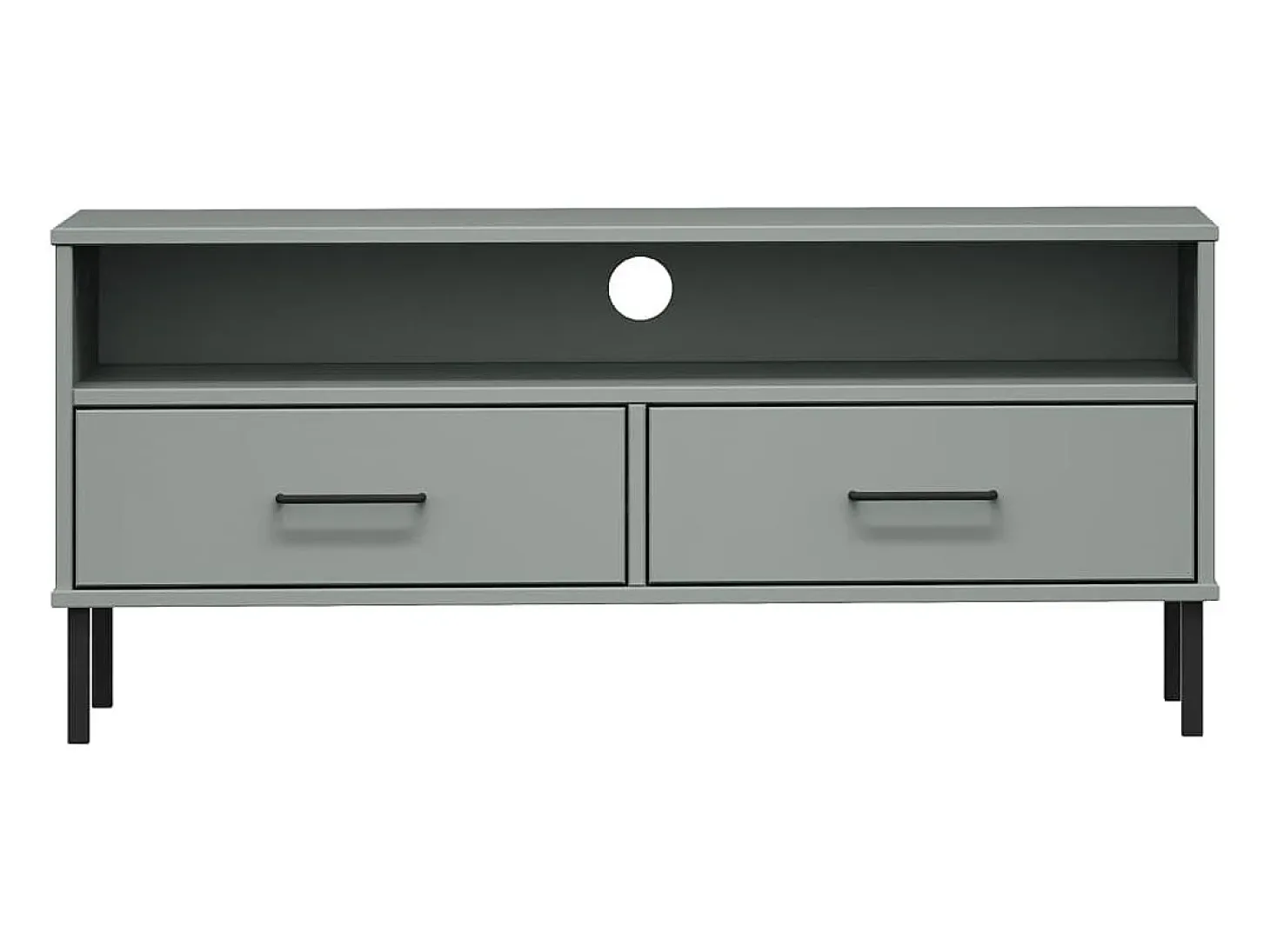 Mueble de TV con patas de metal OSLO madera maciza pino gris