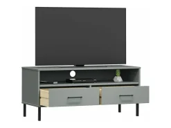 Mueble de TV con patas de metal OSLO madera maciza pino gris