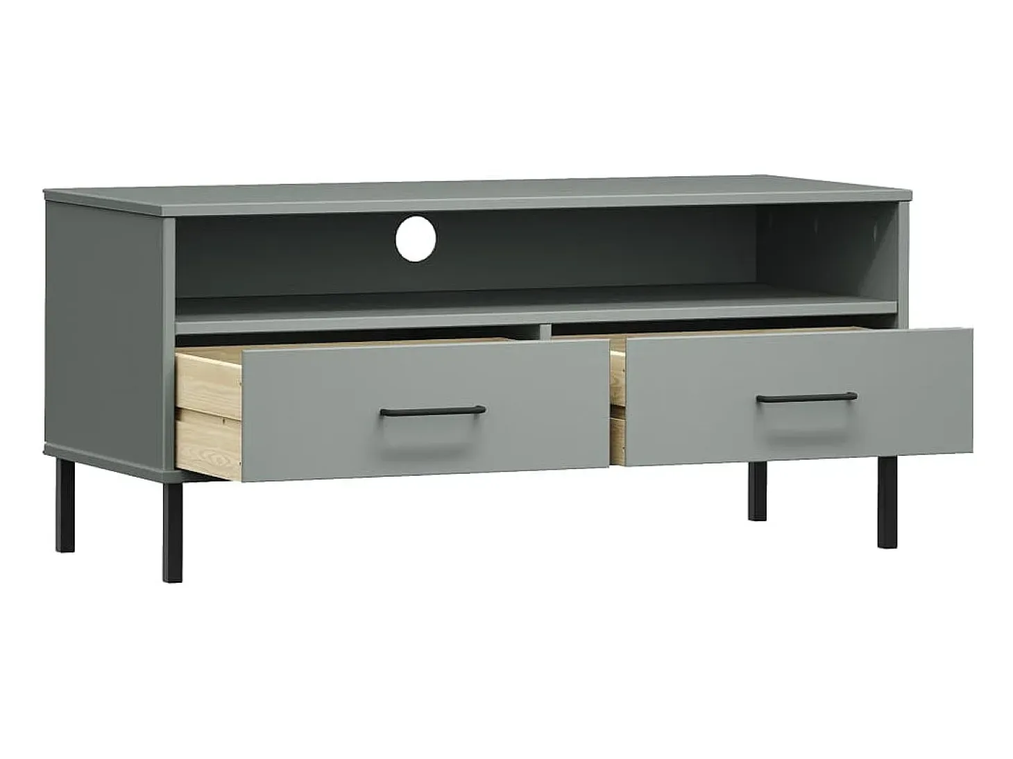 Mueble de TV con patas de metal OSLO madera maciza pino gris