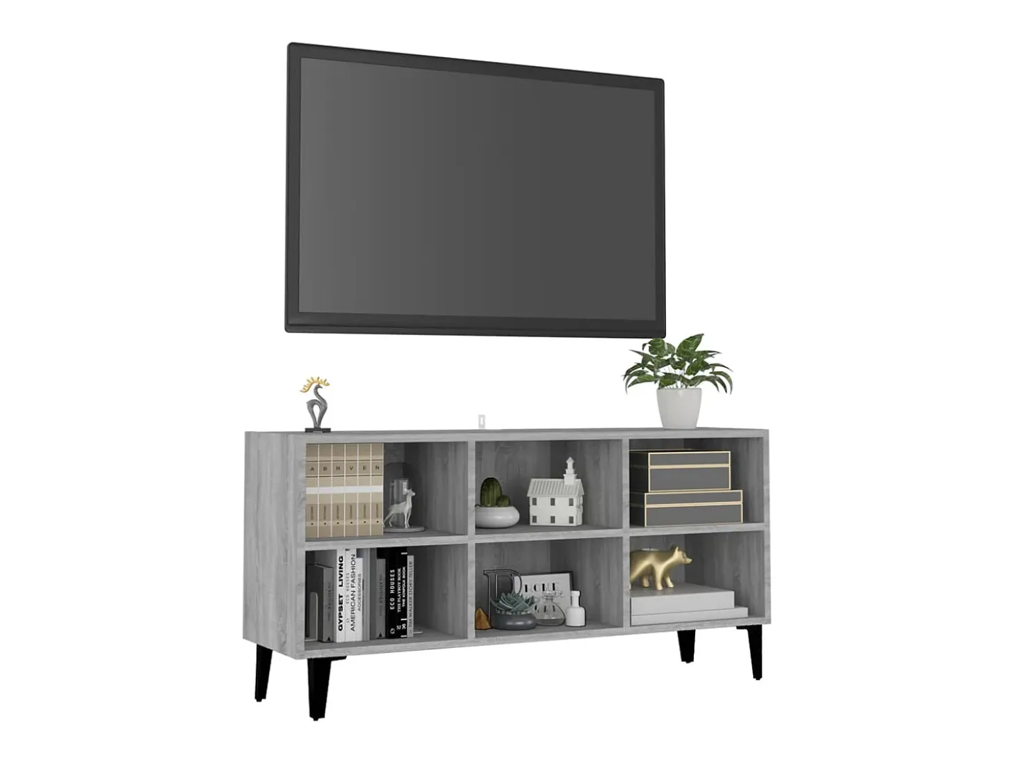 Mueble de TV con patas de metal gris Sonoma 103,5x30x50 cm