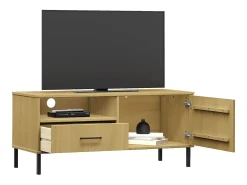 Mueble de TV con patas de metal OSLO madera maciza pino marrón