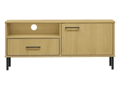 Mueble de TV con patas de metal OSLO madera maciza pino marrón