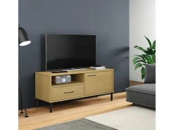 Mueble de TV con patas de metal OSLO madera maciza pino marrón