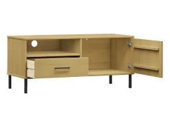 Mueble de TV con patas de metal OSLO madera maciza pino marrón