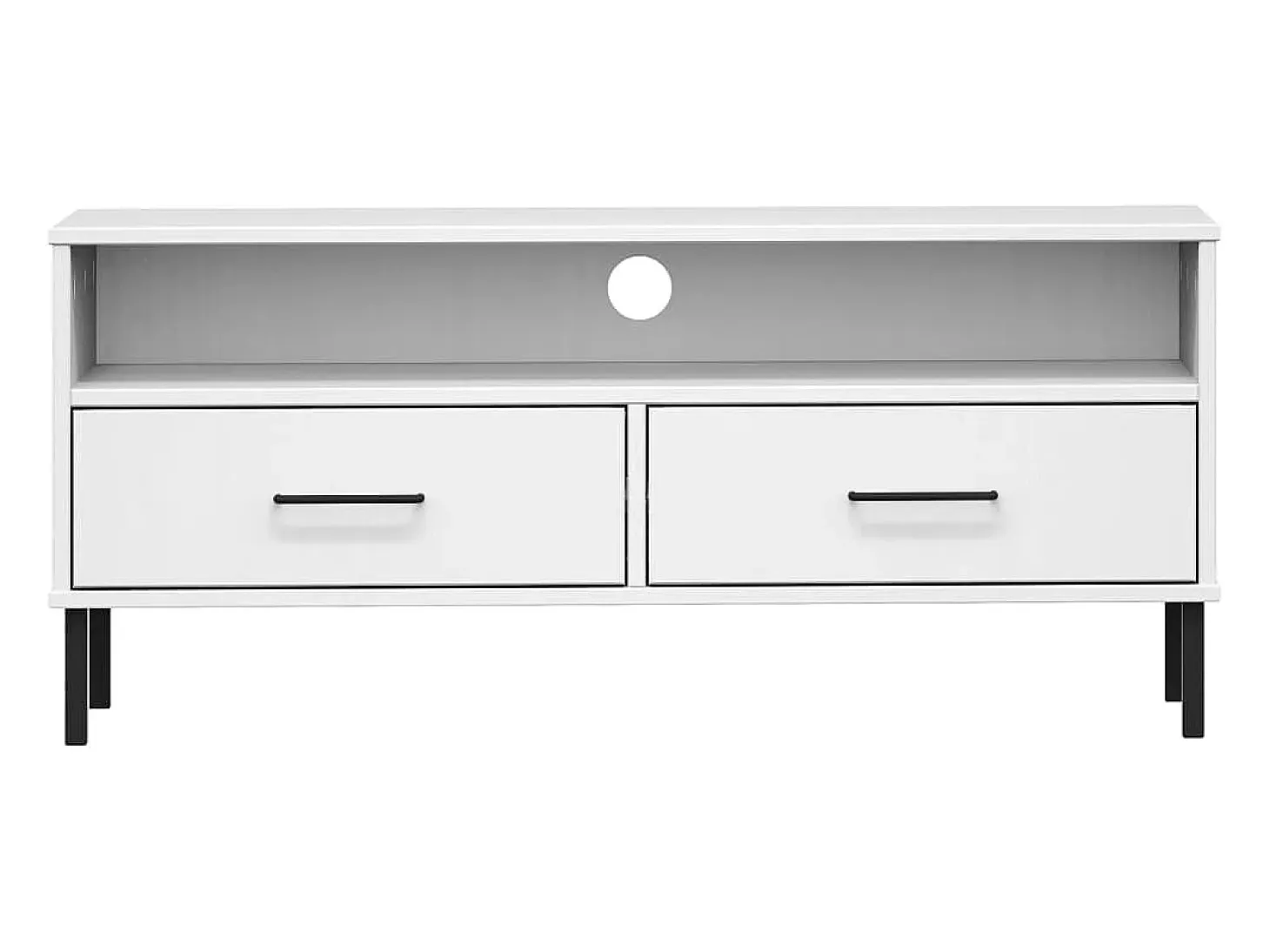 Mueble de TV con patas de metal OSLO madera maciza pino blanco