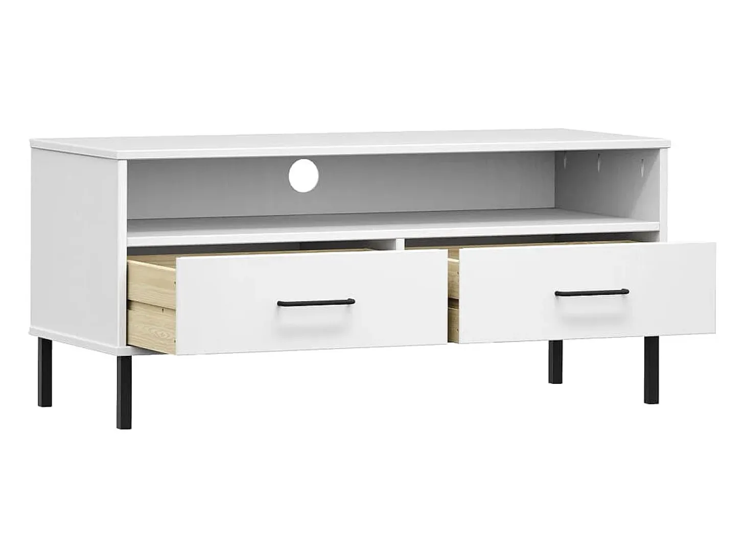 Mueble de TV con patas de metal OSLO madera maciza pino blanco