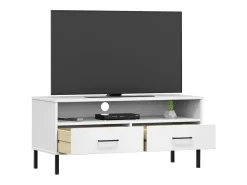 Mueble de TV con patas de metal OSLO madera maciza pino blanco
