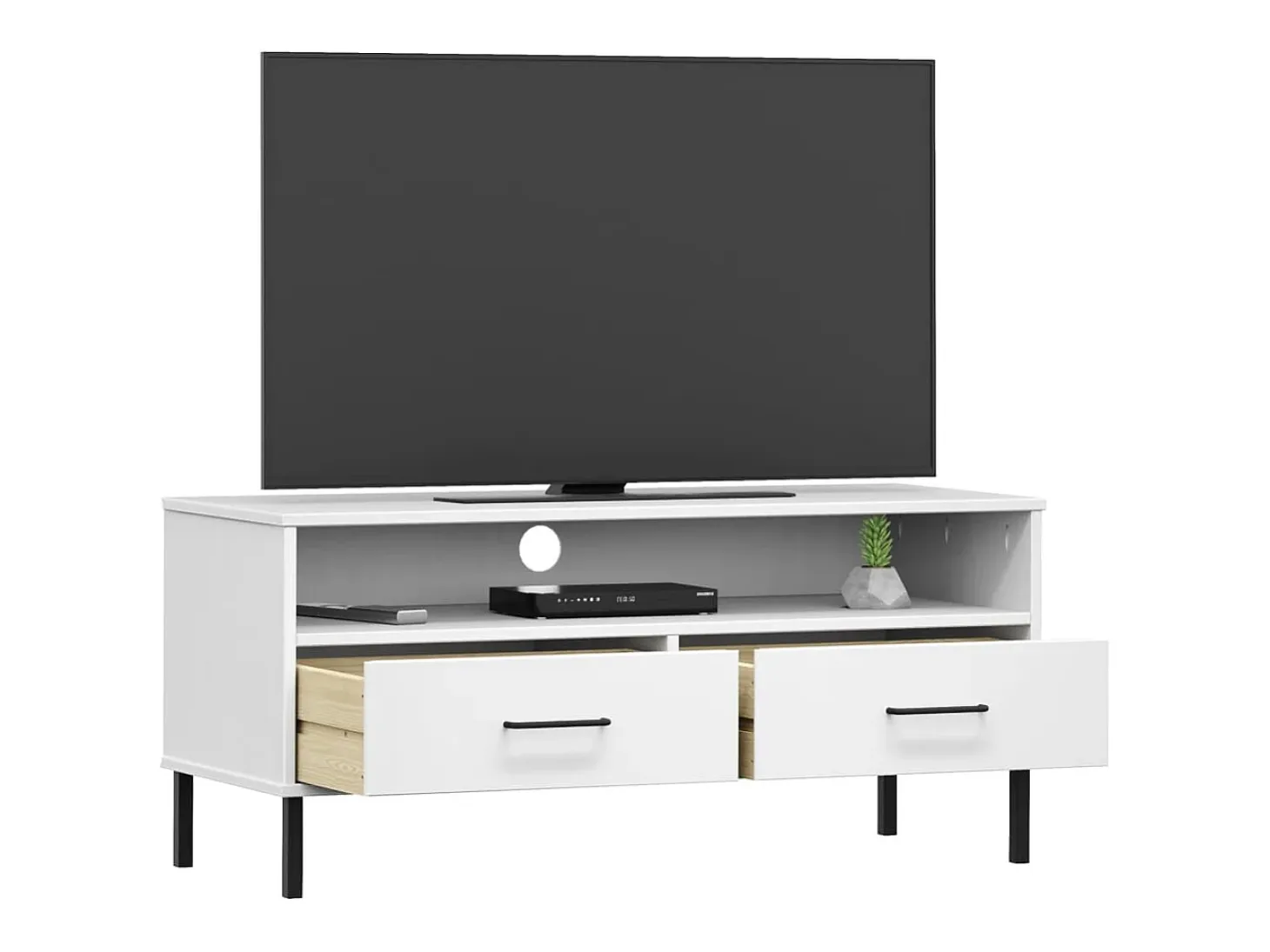 Mueble de TV con patas de metal OSLO madera maciza pino blanco