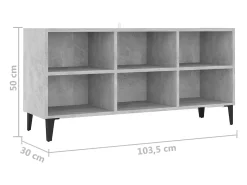 Mueble de TV con patas metal gris hormigón 103,5x30x50 cm