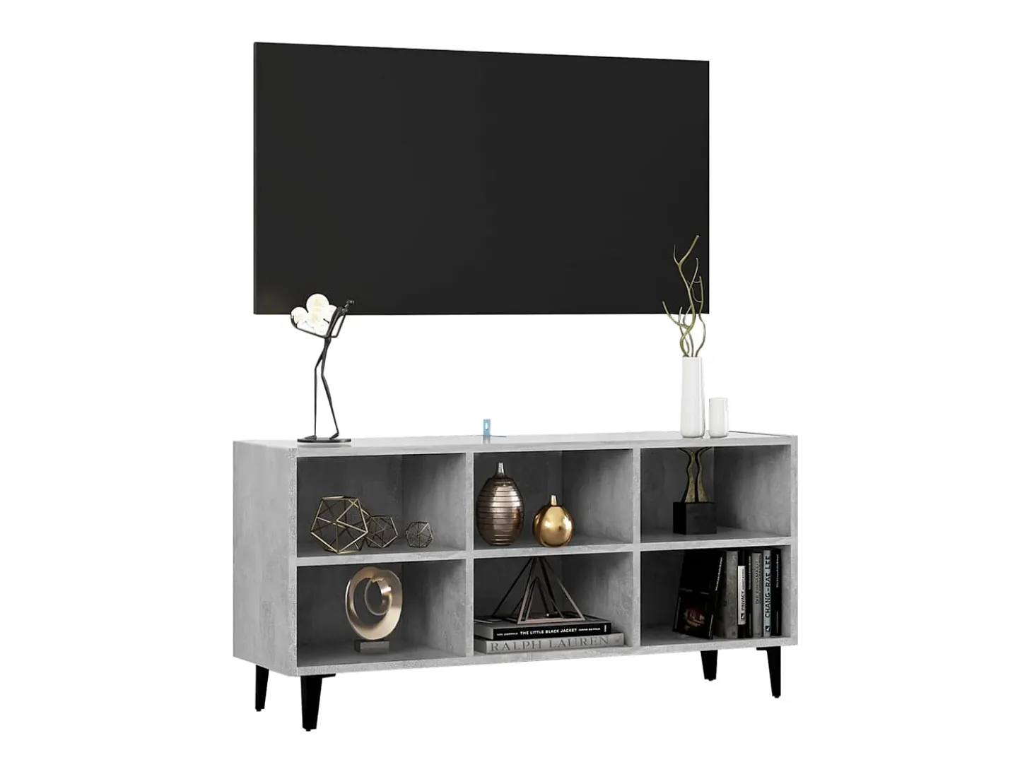 Mueble de TV con patas metal gris hormigón 103,5x30x50 cm