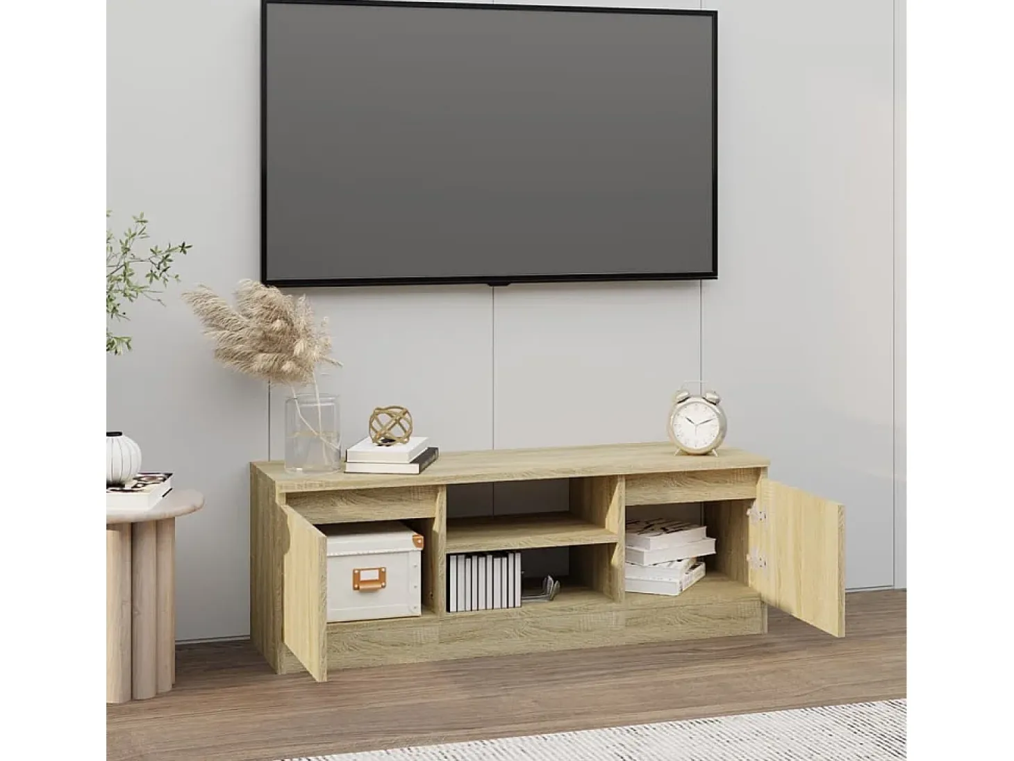 Mueble de TV con puerta roble Sonoma 102x30x36 cm