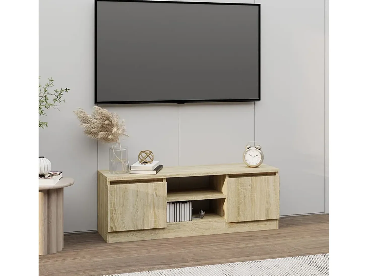 Mueble de TV con puerta roble Sonoma 102x30x36 cm