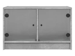 Mueble de TV con puertas de vidrio gris hormigón 68x37x42 cm