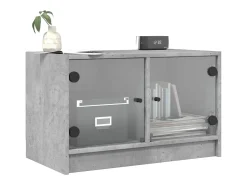 Mueble de TV con puertas de vidrio gris hormigón 68x37x42 cm