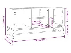 Mueble de TV con puertas de vidrio blanco 102x37x50 cm