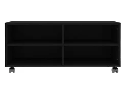 Mueble de TV con ruedas madera contrachapada negro 90x35x35 cm