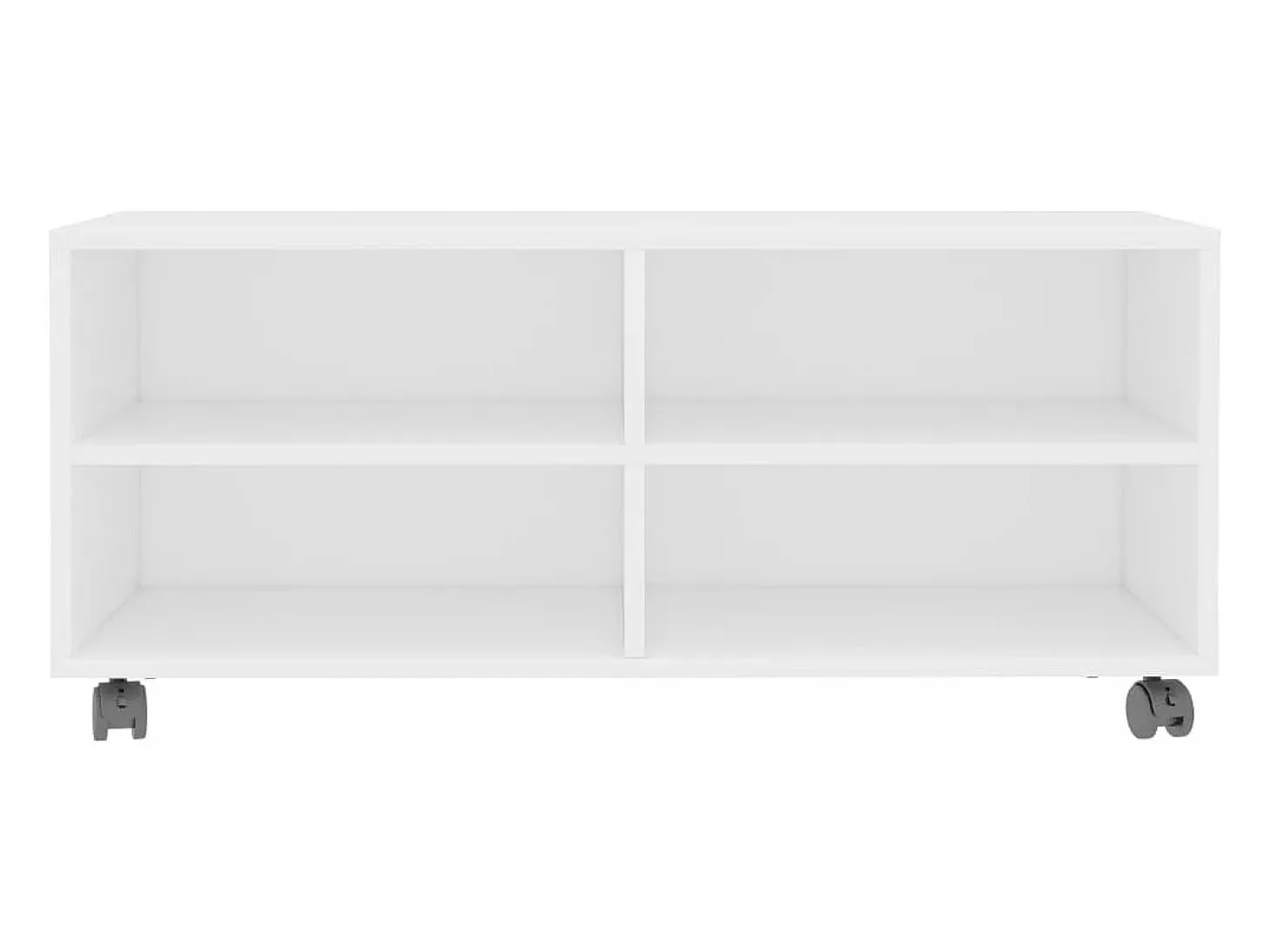 Mueble de TV con ruedas madera contrachapada blanco 90x35x35 cm