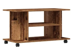 Mueble de TV con ruedas madera ingeniería envejecida 80x40x45cm