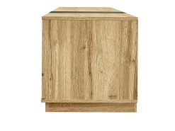 Mueble de TV de 200 cm con 3 puertas y 3 compartimentos abiertos, color natural - para salón