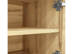 Mueble de TV de 200 cm con 3 puertas y 3 compartimentos abiertos, color natural - para salón
