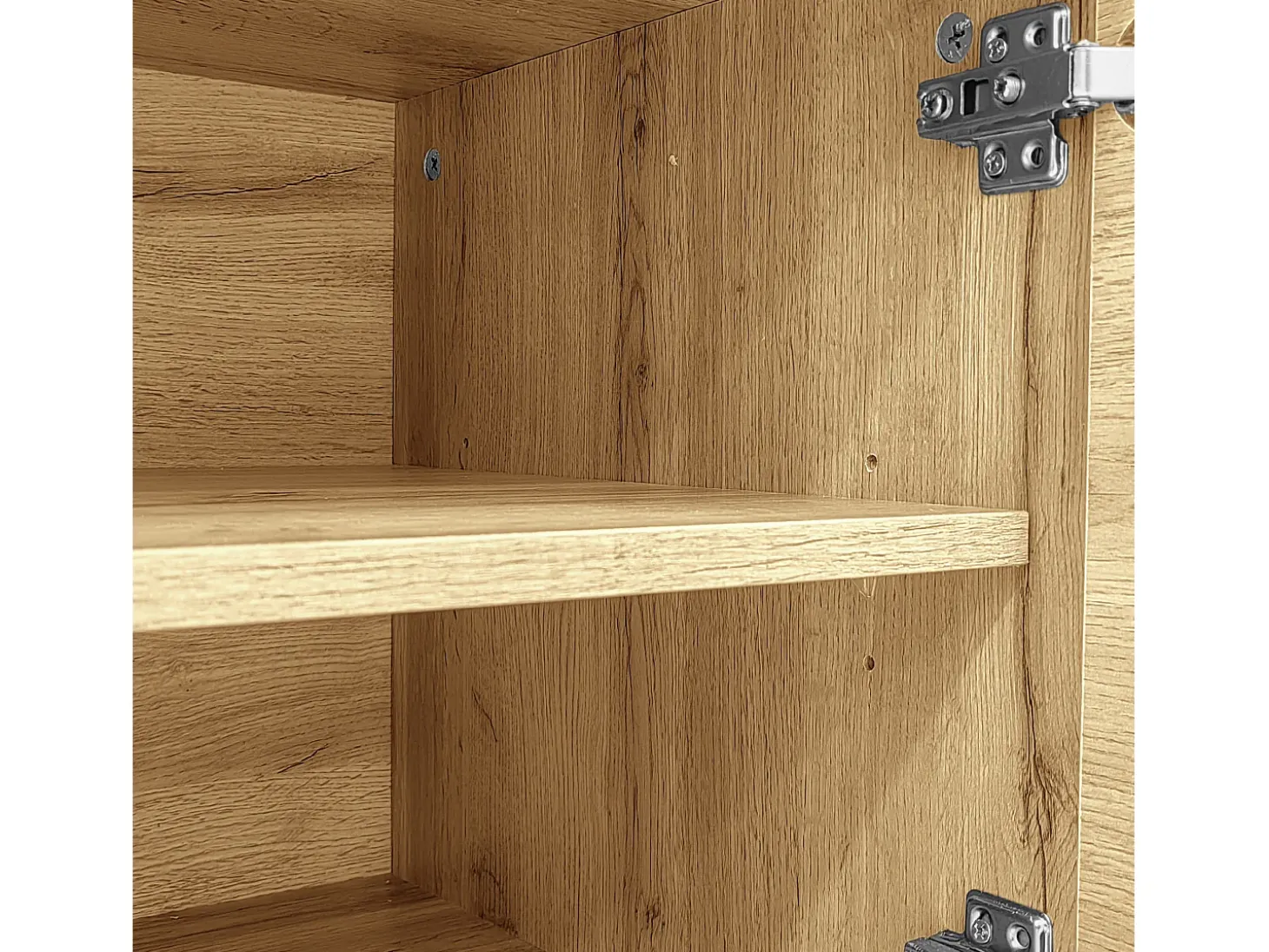 Mueble de TV de 200 cm con 3 puertas y 3 compartimentos abiertos, color natural - para salón