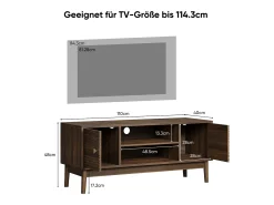 Mueble de TV de 110 cm con 2 puertas y almacenaje abierto, nogal - para salones y dormitorios