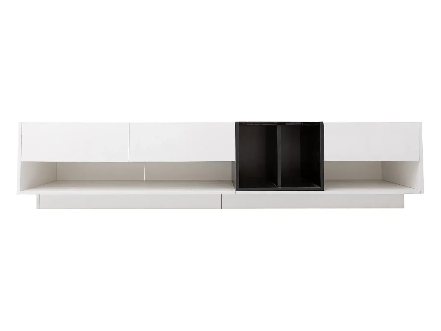 Mueble de TV de 190 cm, con 3 cajones, estantes abiertos, diseño de bloques de color, estilo moderno - Blanco