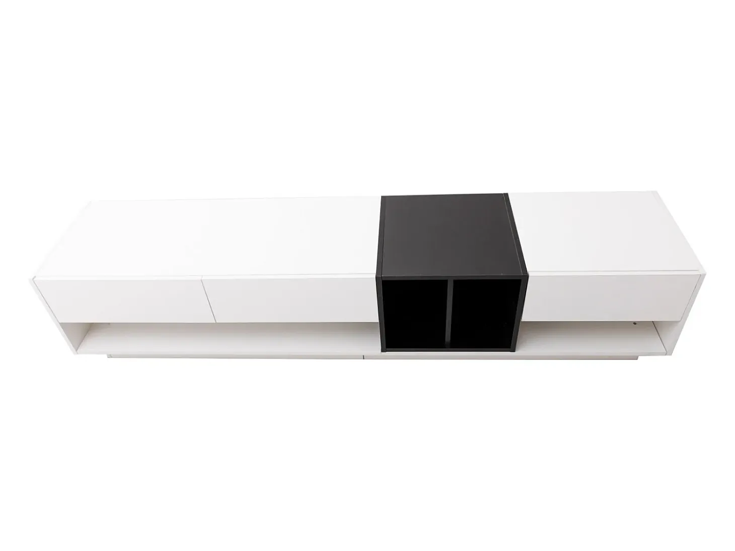 Mueble de TV de 190 cm, con 3 cajones, estantes abiertos, diseño de bloques de color, estilo moderno - Blanco