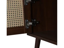 Mueble de TV de 200 cm con 2 puertas de ratán y 2 cajones, color marrón - para salón y dormitorio
