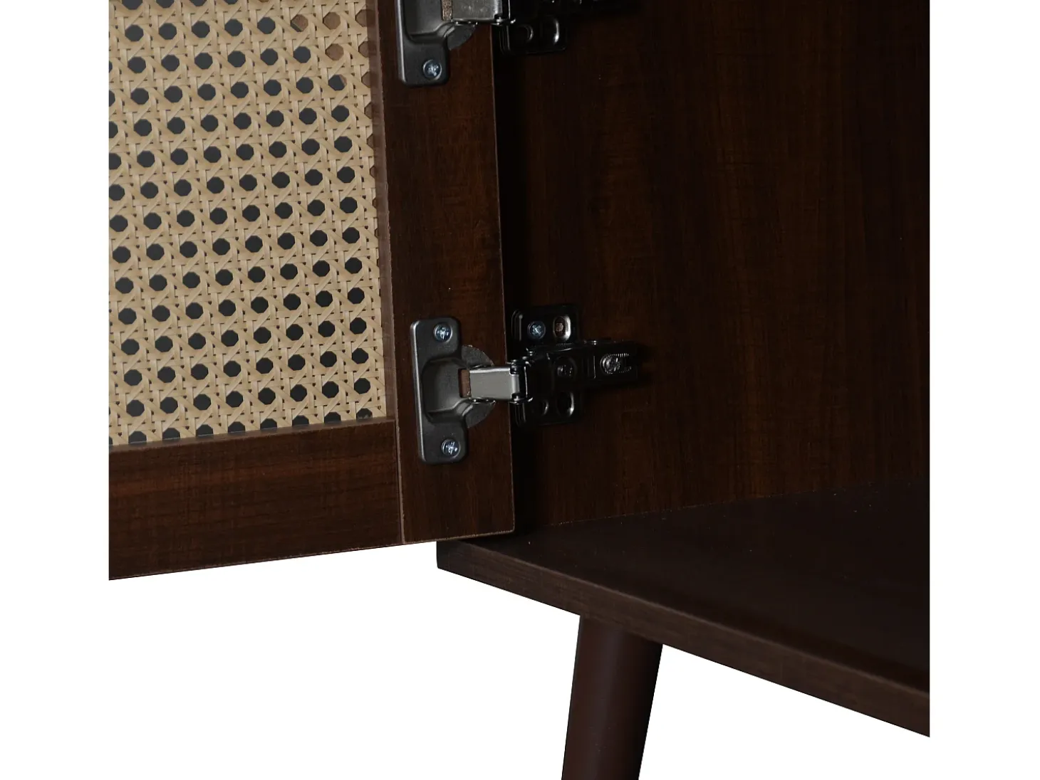 Mueble de TV de 200 cm con 2 puertas de ratán y 2 cajones, color marrón - para salón y dormitorio