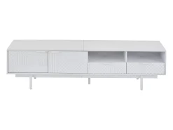 Mueble de TV de 200 cm, mueble de TV blanco con 2 puertas y 2 cajones, estilo moderno, para salón y oficina