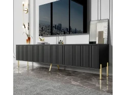 Mueble de TV de 4 puertas - 190 x 38 x 48 cm - MDF y aglomerado - Negro