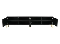 Mueble de TV de 4 puertas - 190 x 38 x 48 cm - MDF y aglomerado - Negro