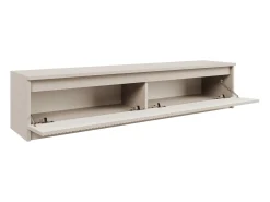 Mueble de TV de 2 puertas con frente acanalado – gris cashmere – 139 cm – SANDIA