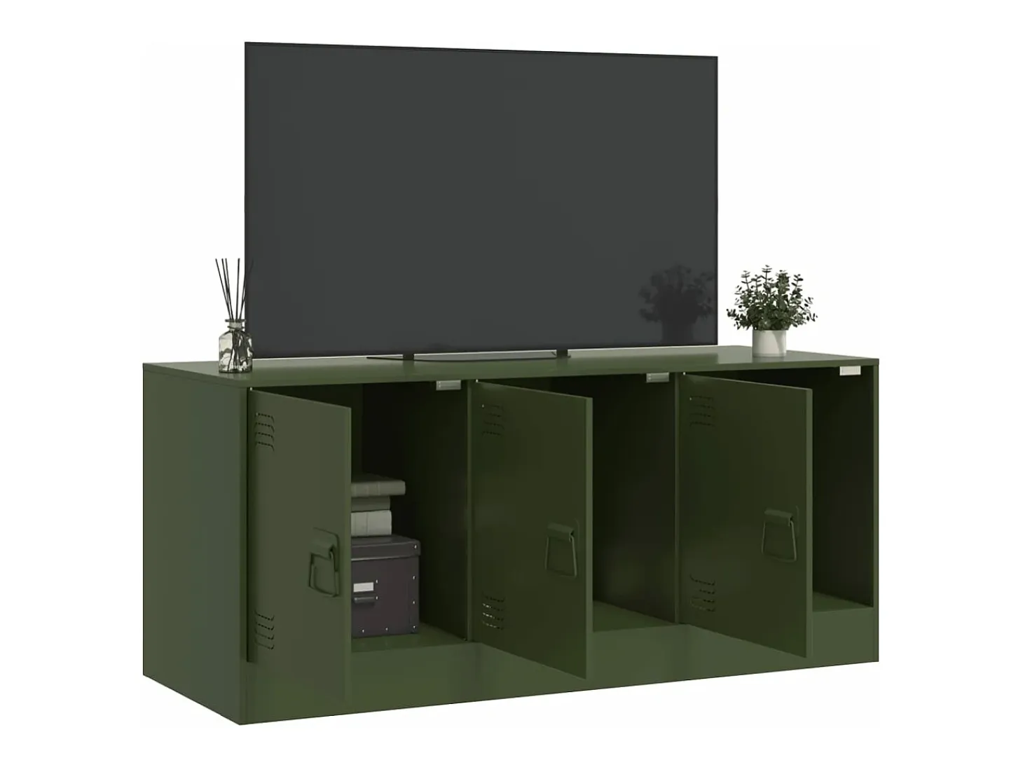 Mueble de TV de acero verde oliva 99x39x44 cm ES766027