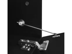 Mueble de TV de longitud regulable (140-260 cm) - 3 puertas abatibles - aspecto mármol blanco - Blanco y Negro