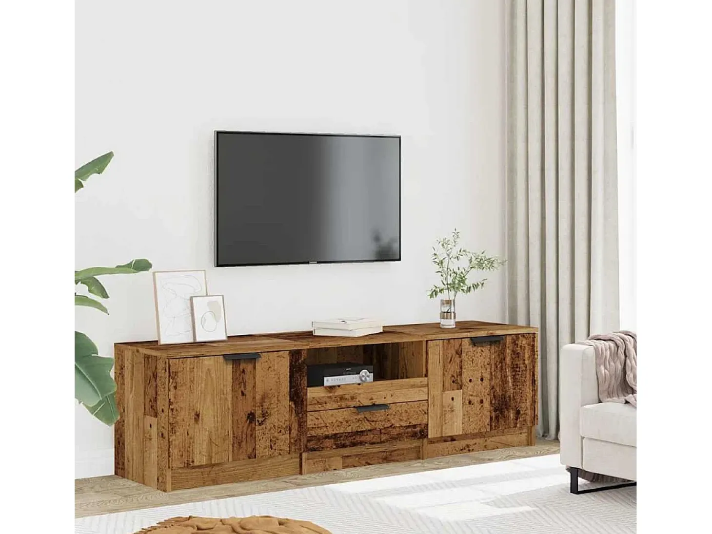 Mueble de TV de madera antigua 140x35x40 cm Madera ingeniería
