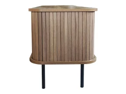 Mueble de TV de madera canelada de 140 cm con puertas correderas - Moderno y funcional