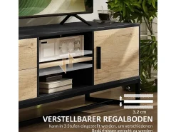 Mueble de TV de madera con compartimentos abiertos y 2 cajones, para salón o dormitorio