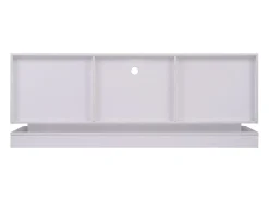Mueble de TV de madera con 2 puertas - estante de cristal regulable - LED - estilo moderno - blanco brillo