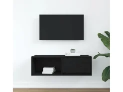 Mueble de TV de madera de roble negro 80x31x25,5 cm