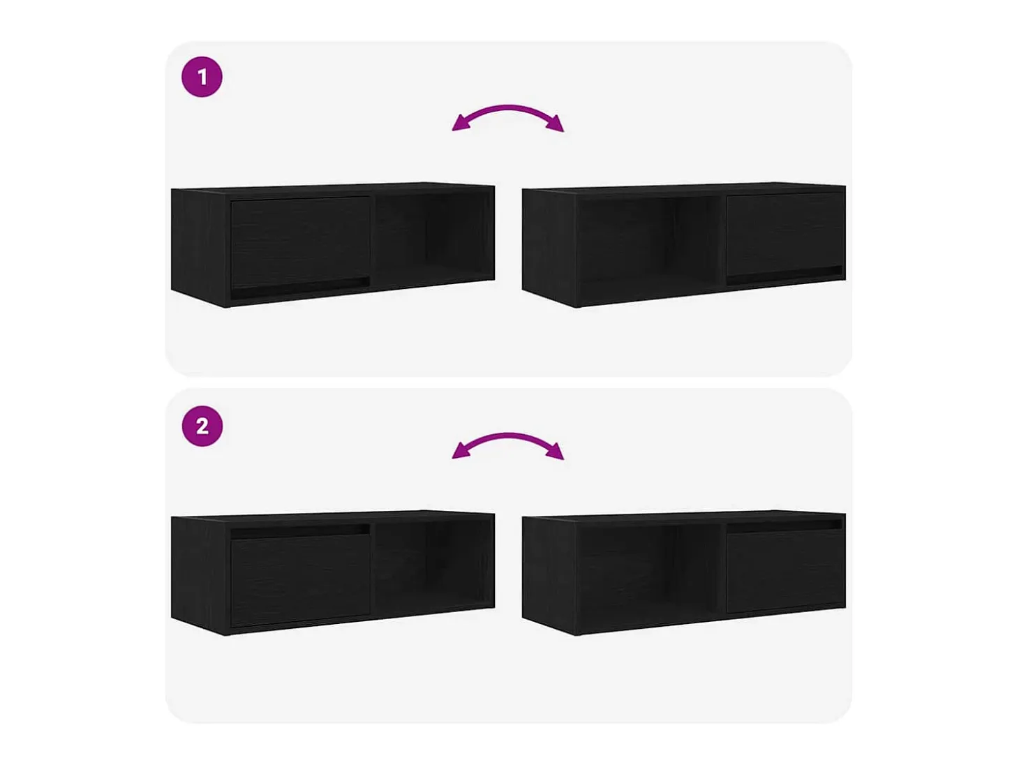 Mueble de TV de madera de roble negro 80x31x25,5 cm