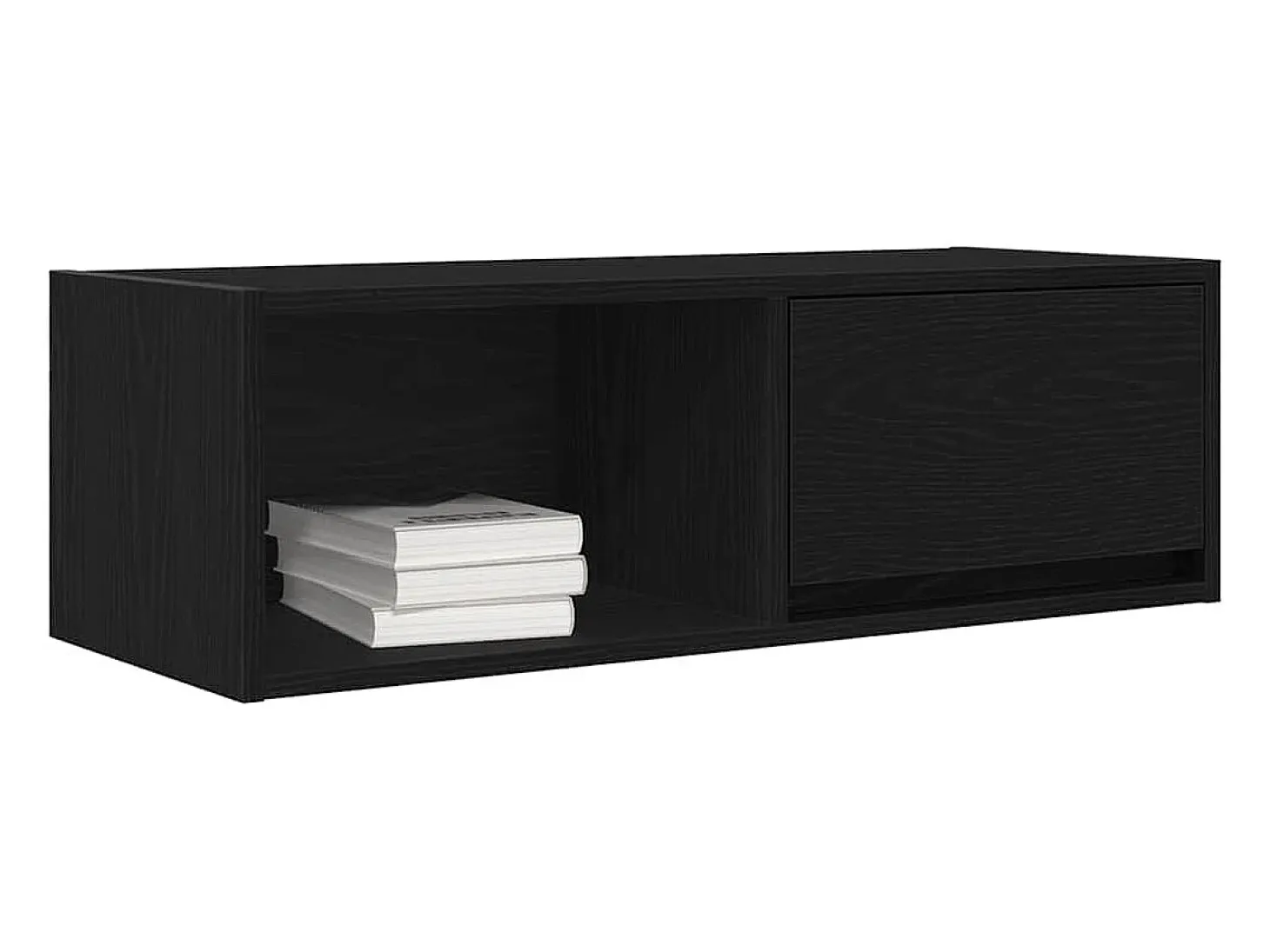 Mueble de TV de madera de roble negro 80x31x25,5 cm