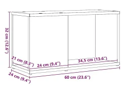 Mueble de TV de madera de roble negro 60x24x32 cm