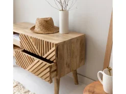 Mueble de TV de madera de mango en espiga Maëva con almacenamiento