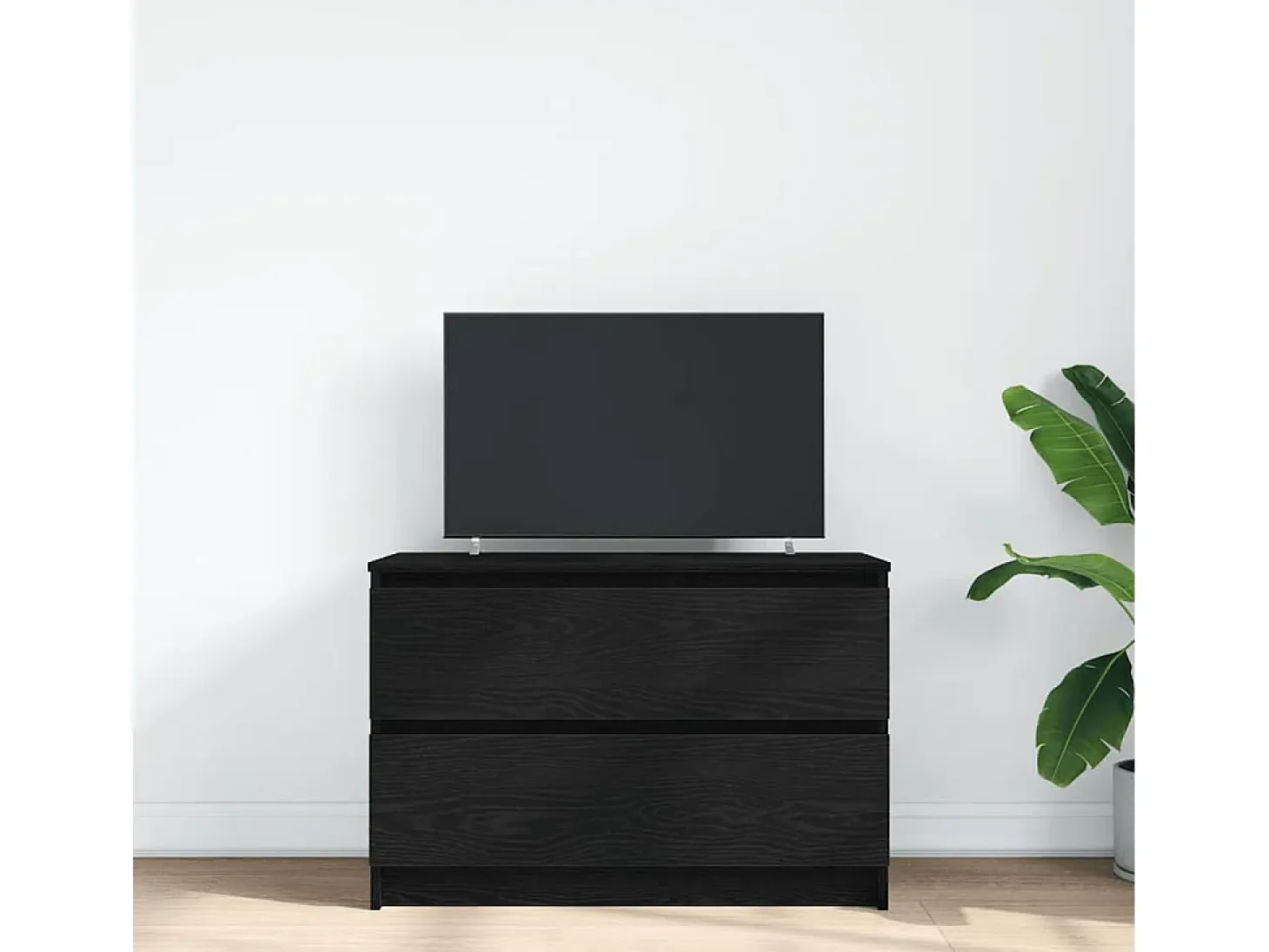 Mueble de TV de madera de ingeniería negro 80x35x54 cm